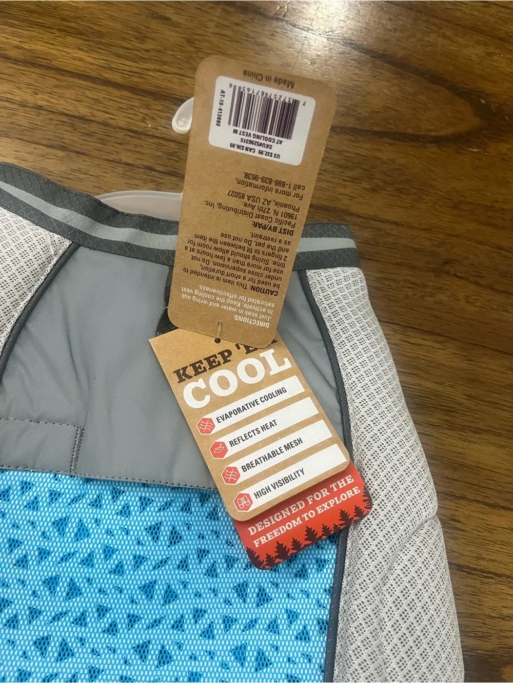 NWT Arcadia Trail Dog Cooling Vest Medium Grey Blue Reflective
